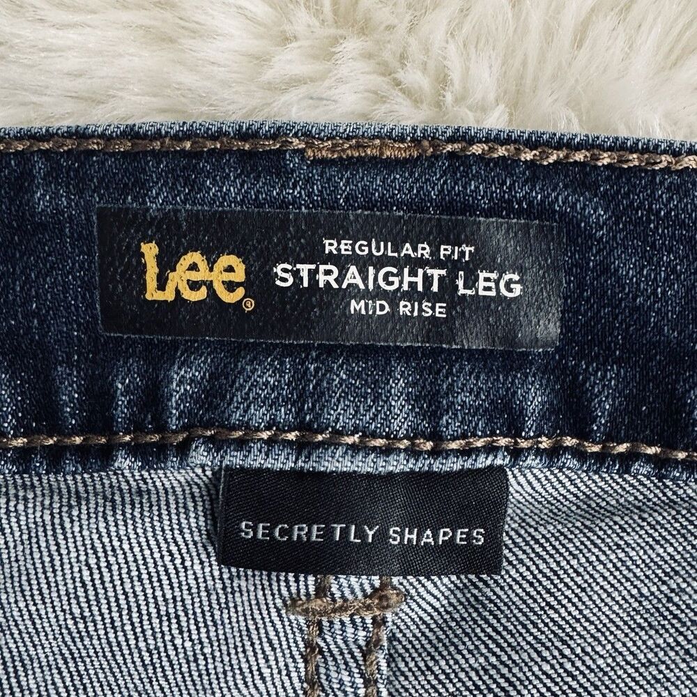 Lee Regular Fit Straight Leg Mid Rise Jeans Petite 10P (31x27) Blue Denim Womens - Picture 4 of 7